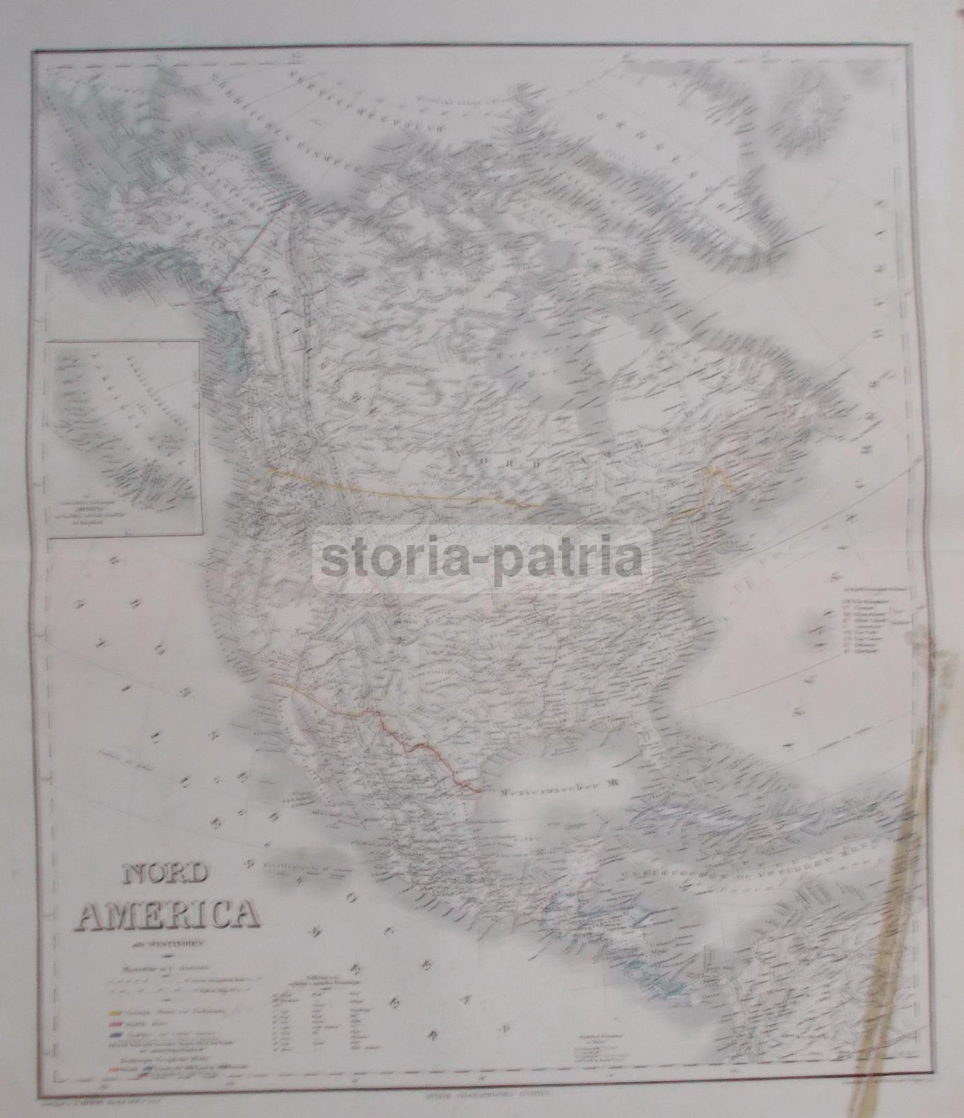 America, California, Florida, Messico, Haiti, Venezuela, Honduras, Grande Mappa, Antica immagine 1