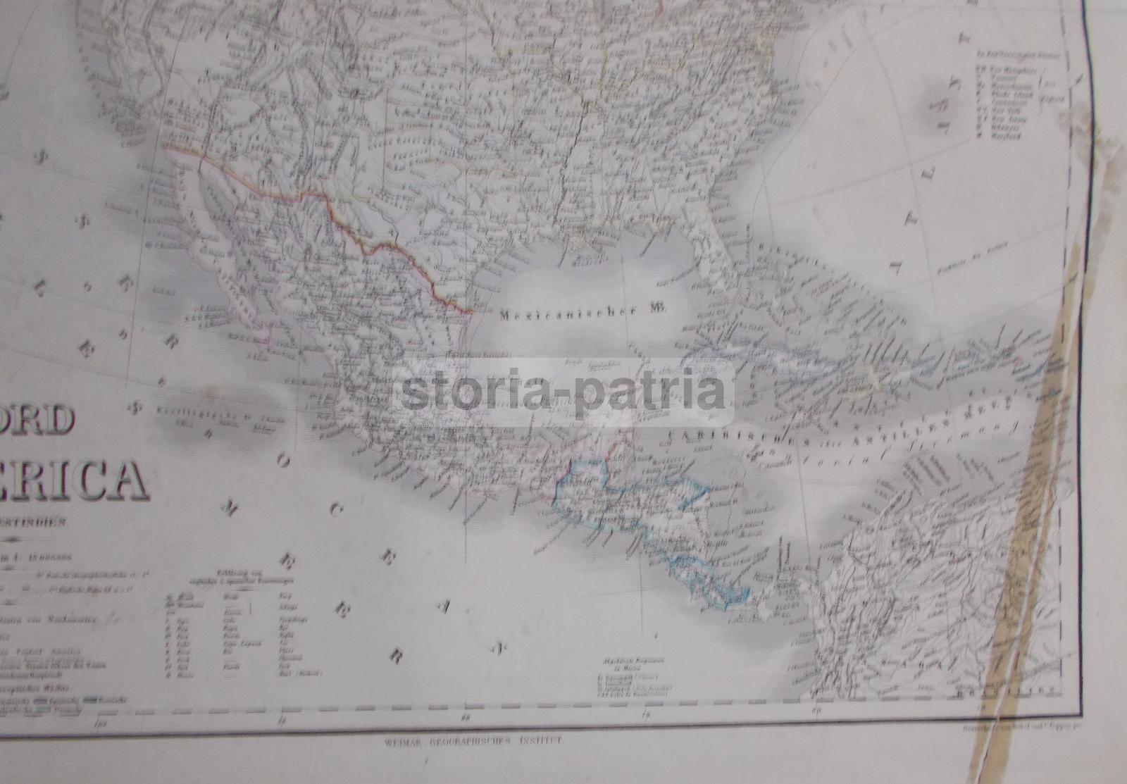 America, California, Florida, Messico, Haiti, Venezuela, Honduras, Grande Mappa, Antica immagine 2