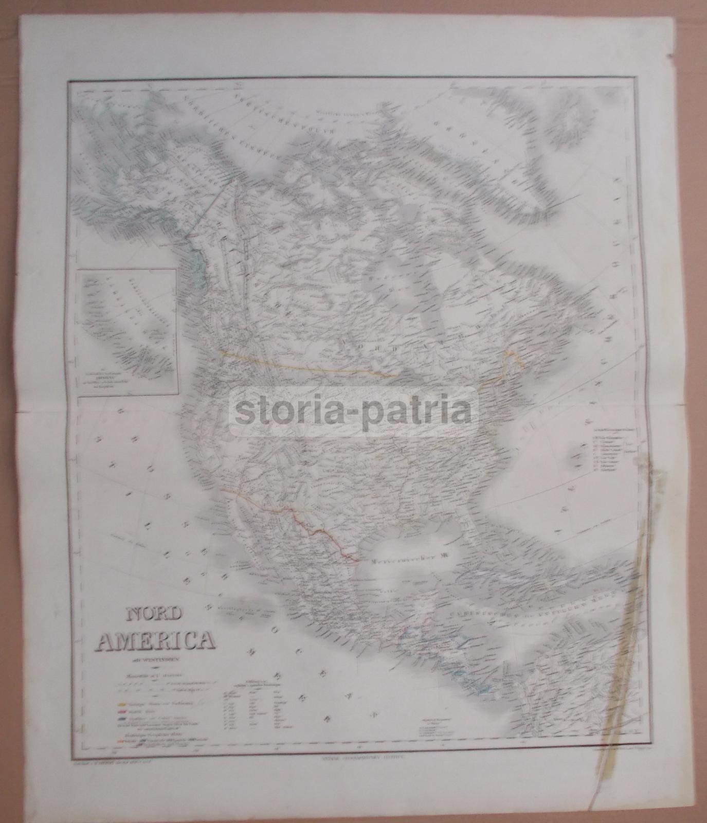 America, California, Florida, Messico, Haiti, Venezuela, Honduras, Grande Mappa, Antica immagine 5