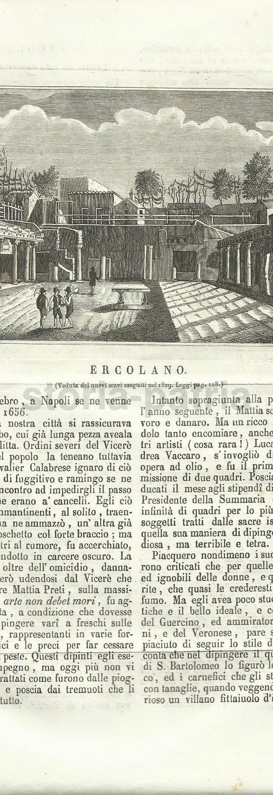 Campania, Antica Animata Veduta, Ercolano, Architettura Con Colonnato, Segoni, 800 immagine 2