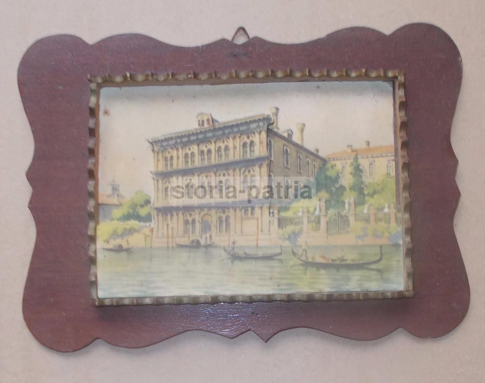 Venezia, Inusuale Veduta Architettonica, Stampa A Colori, Traforo, Canale E Gondole immagine 1